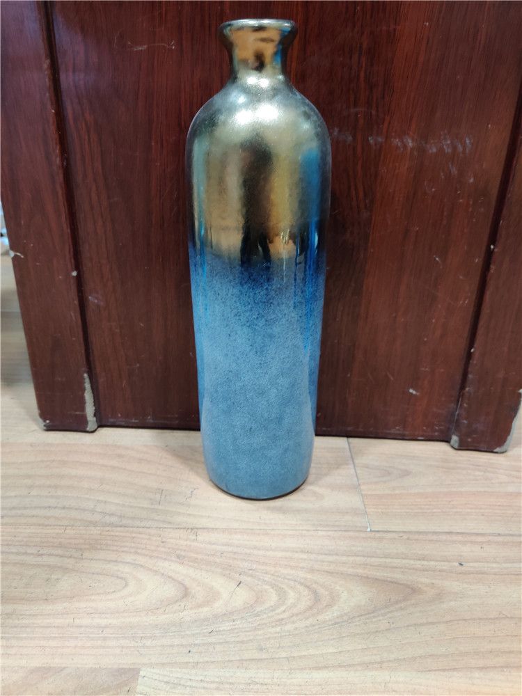 Variegated glaze blue bottom vase from Northern Europe thumbnail
