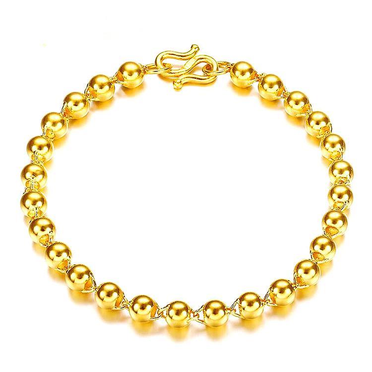 Euro-currency gold round bead bracelet, solid round bead bracelet, Yue Nan Nan golden surface men's and women's Buddhist bead bracelet, Yiwu, novel Specification image