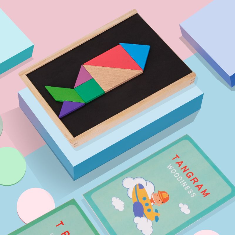The Mystery of the Wooden magnetic tangram T-shaped Puzzle: Early education AIDS and toys for children, boys and girls