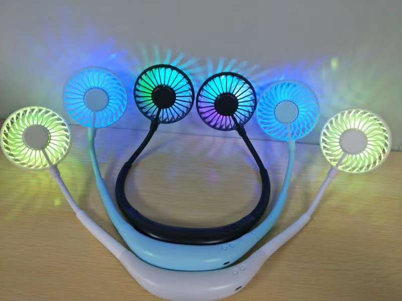 The third-generation scented mini lazy person portable USB fan is a neck-hanging electric fan with a light on the student bed in the dormitory
