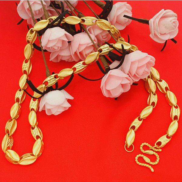 Gold-plated necklace for men, Vietnamese sand gold with a rough matte finish and bamboo joint ingot. It is powerful, luxurious and does not fade for a long time Item Picture