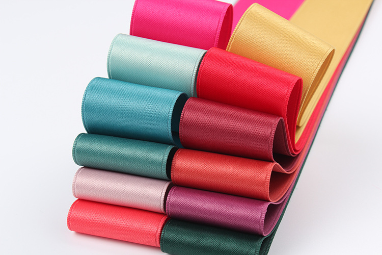 Dingxin Factory direct sales 1.0CM Korean double-sided polyester-cotton webbing, DIY handmade ribbon bow accessories, Korean thick cotton colored ribbons detail image 2