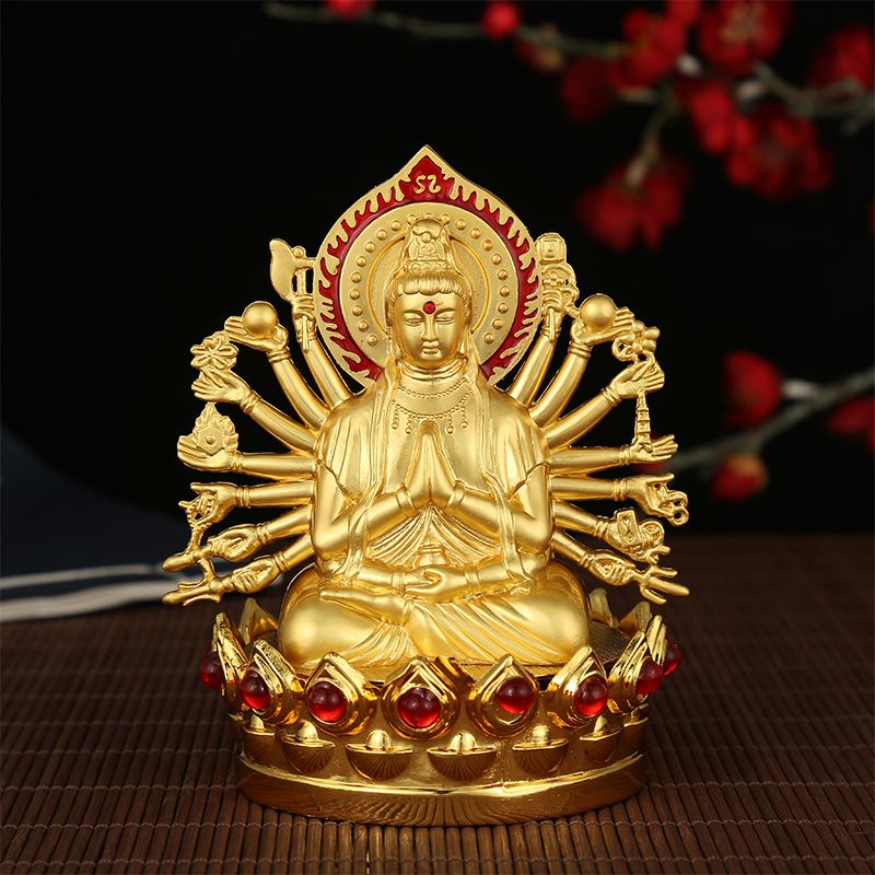 热款批发佛系红宝石现货 车载用品莲花观音款 合金汽车摆件