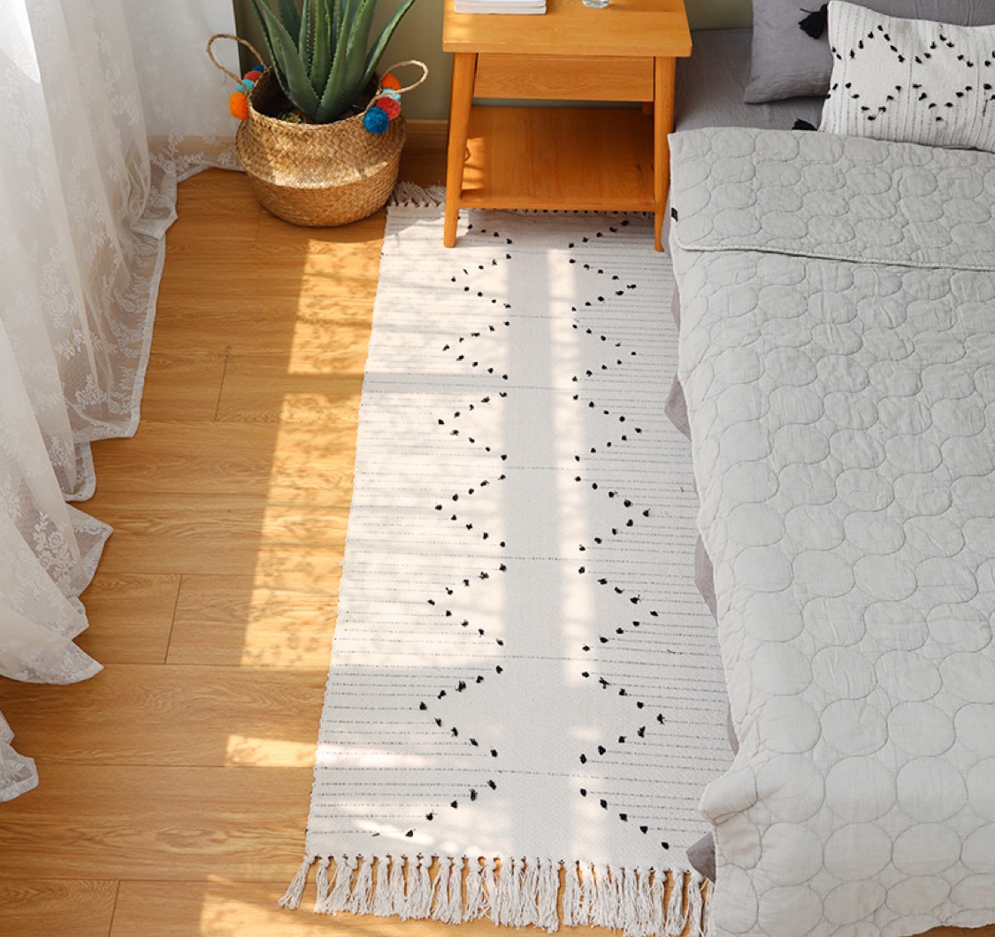 名杨织秀 剪花工艺地毯地垫 卧室飘窗垫 床边毯 现代简约地毯地垫白底实物图