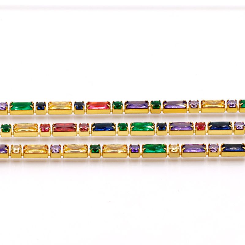 【 Rectangular & Round 】 Rectangular meta-shaped zircon claw chain, copper studded with diamonds, handcrafted chain, nail art, clothing and jewelry in stock 6 Specification image