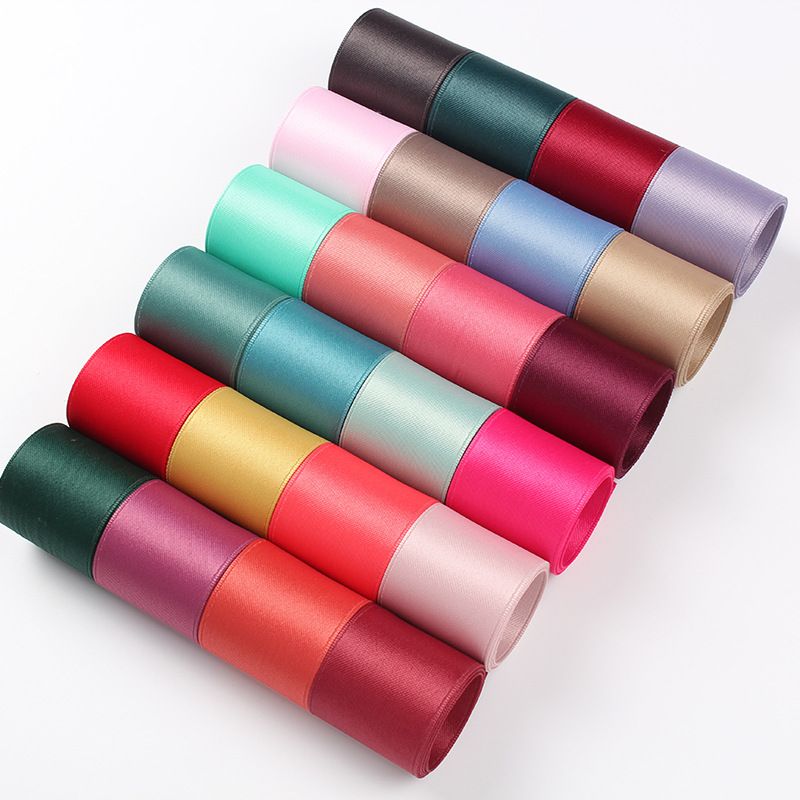 Dingxin Factory direct sales 1.0CM Korean double-sided polyester-cotton webbing, DIY handmade ribbon bow accessories, Korean thick cotton colored ribbons