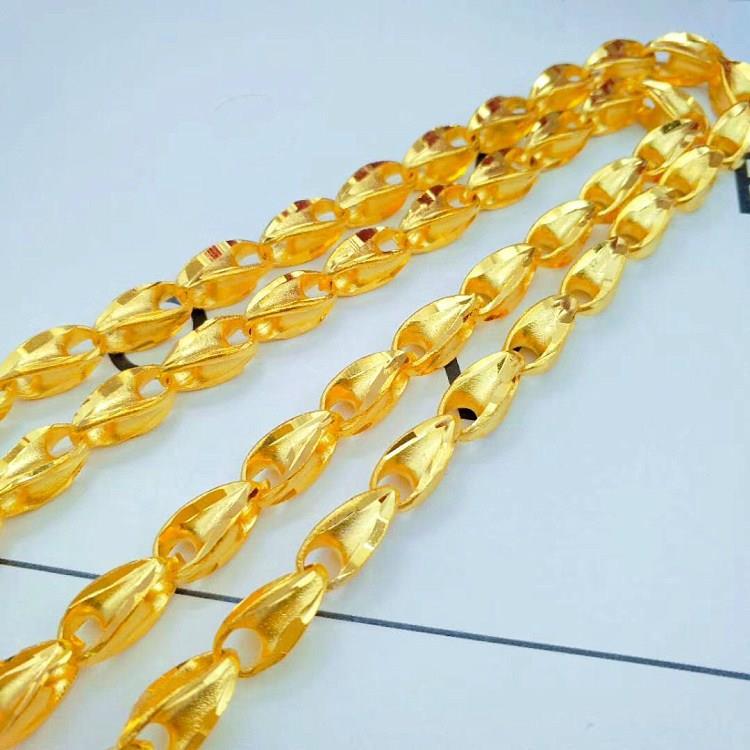 European gold matte sunflower seed necklace, brass gold-plated sunflower seed necklace, men's and women's accessories undefined