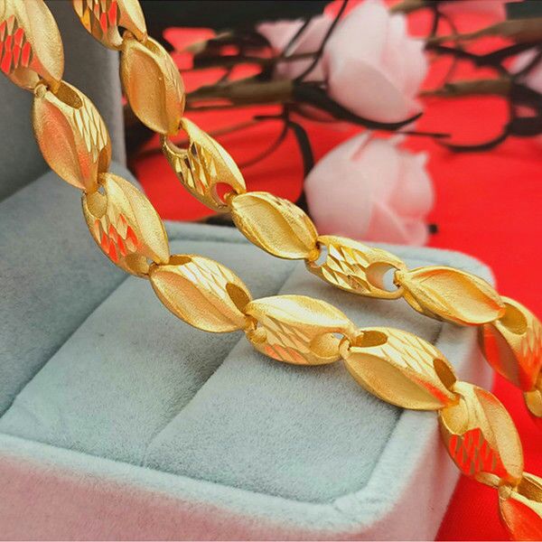 Gold-plated necklace for men, Vietnamese sand gold with a rough matte finish and bamboo joint ingot. It is powerful, luxurious and does not fade for a long time undefined