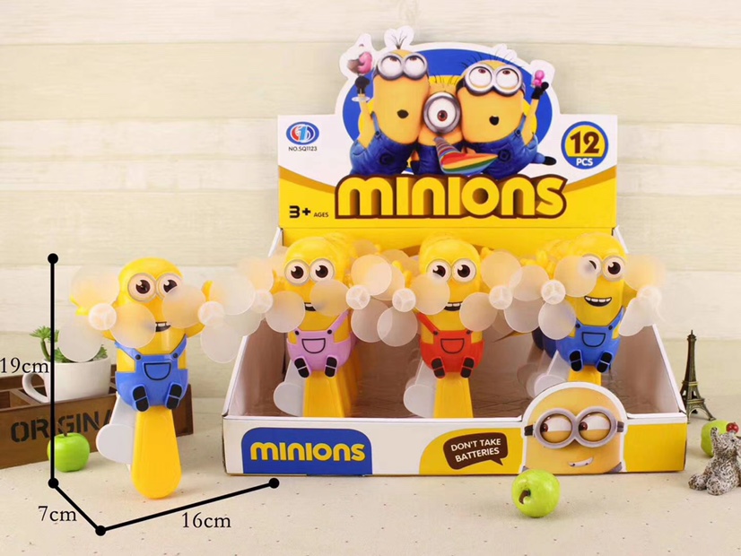 热卖小黄人双头手压风扇  手持手压风扇 地摊热卖