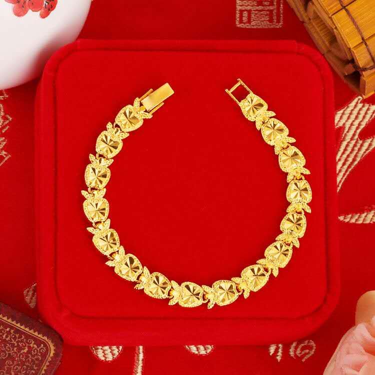 Gold imitation bracelet for women's wedding jewelry, golden color. It's perfect for your girlfriend, best friend, mother or mother-in-law Specification image