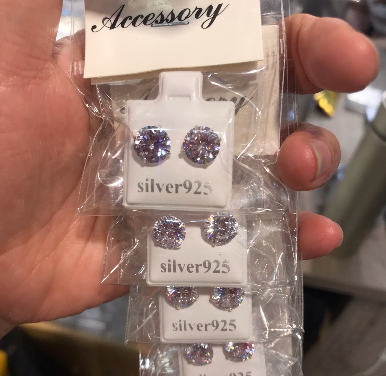 3mm zircon round super shiny pure silver stud earrings for ladies, simple, fashionable and elegant details Picture