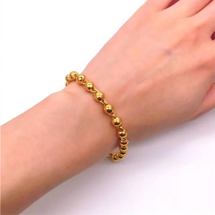 Euro-currency gold round bead bracelet, solid round bead bracelet, Yue Nan Nan golden surface men's and women's Buddhist bead bracelet, Yiwu, novel