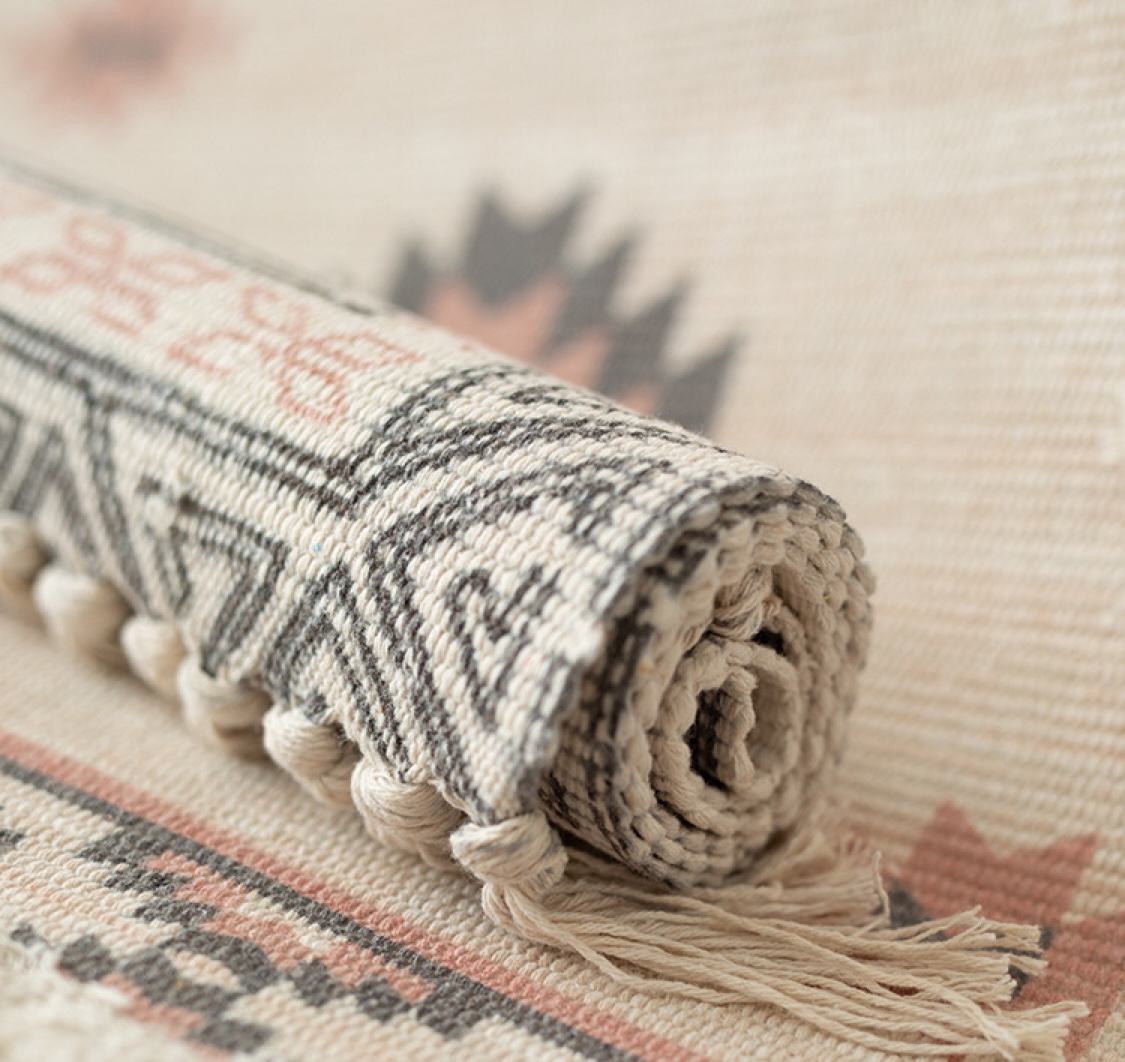 名杨织秀棉线编织数码印花簇绒进门垫流苏60X90床边垫换鞋脚垫详情图6