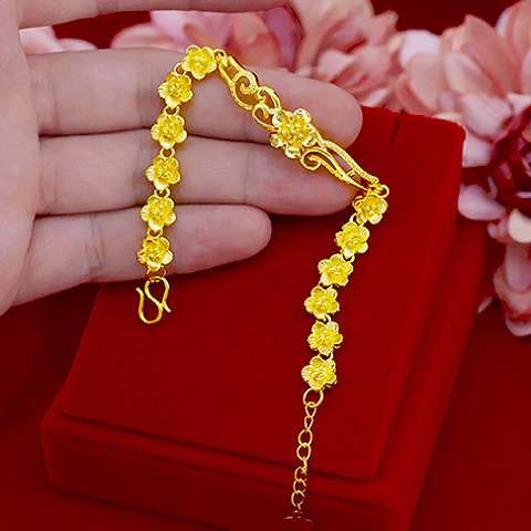 Vietnamese sand gold bracelet, pure gold jewelry for women, fake gold gold-plated bracelet that does not fade for a long time, bride's head jewelry Specification image