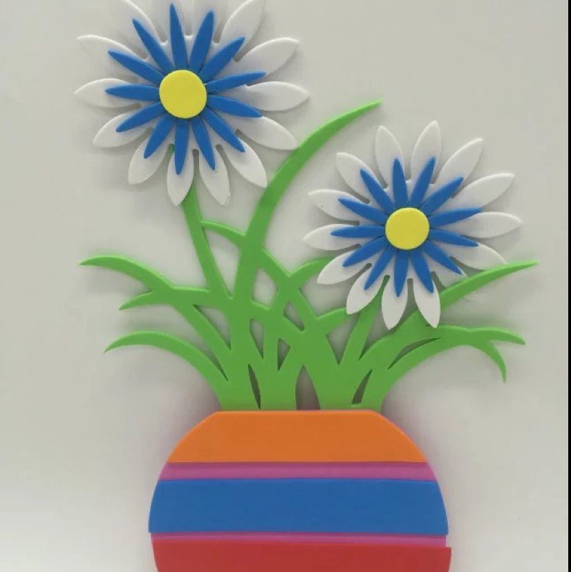Color potted flowers, 3 pieces a pack thumbnail