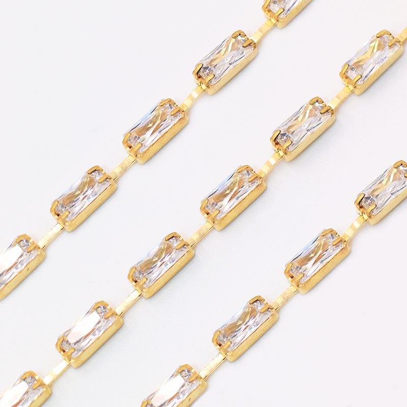 Yili claw chain: Shop around for vertical row vertical sparse zircon claw chain, 2*4/3*7mm rectangular zircon chain manufacturer wholesale Application Scenario