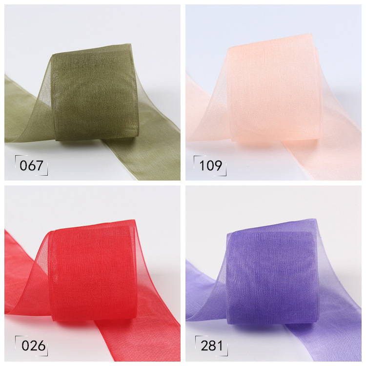 Dingxin Korean Jewelry Ribbon 5.0CM Nylon Korean version snow gauze Ribbon DIY Hair accessory ribbon Bow Color gift packaging detail image 6