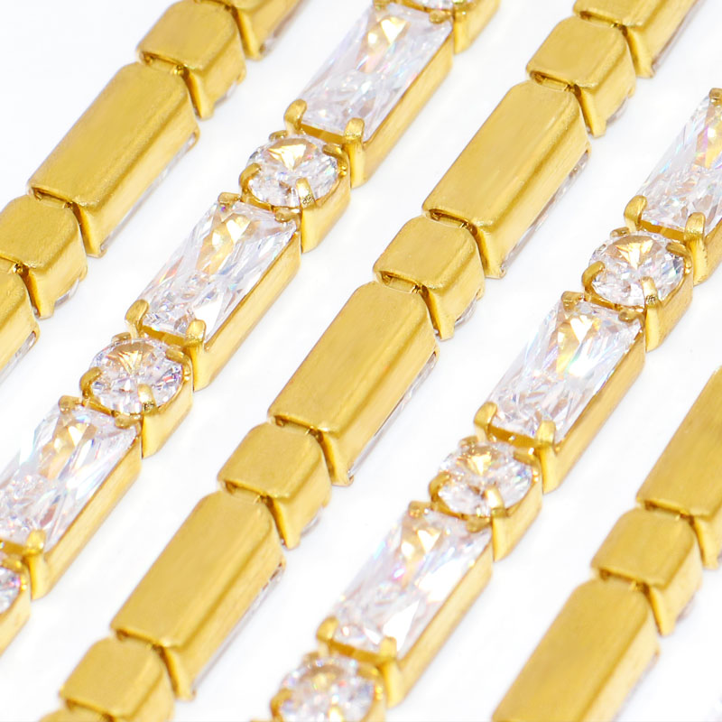 【 Rectangular & Round 】 Rectangular meta-shaped zircon claw chain, copper studded with diamonds, handcrafted chain, nail art, clothing and jewelry in stock 6 detail image 8