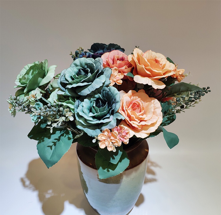 欧美经典玫瑰仿真花把束花假花绢花