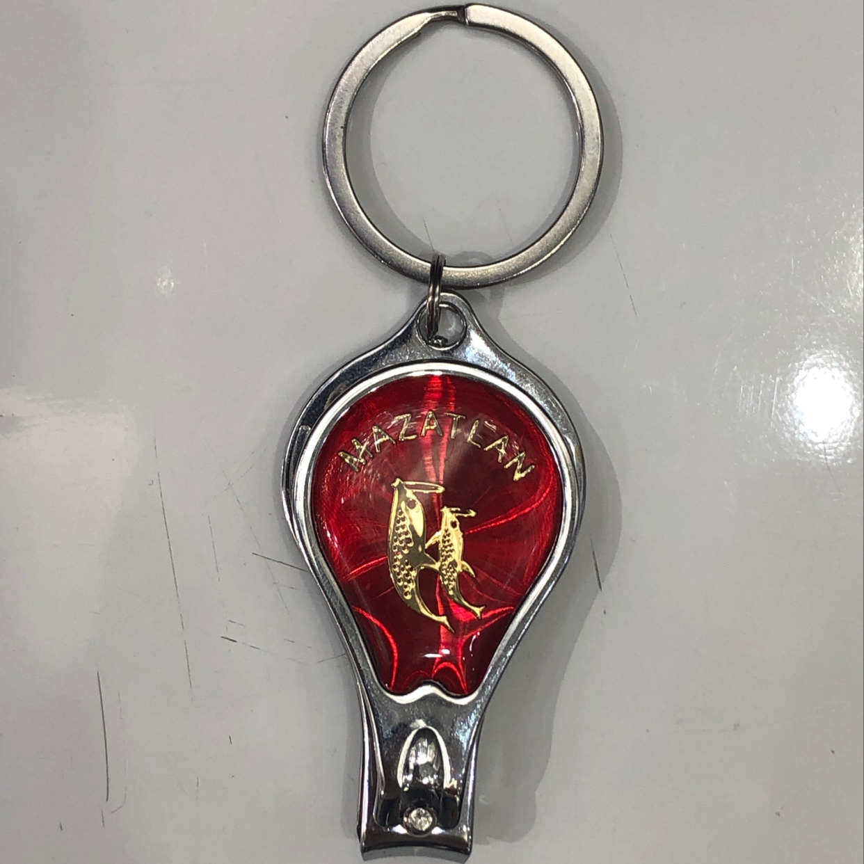 Cd-patterned nail clipper keychain