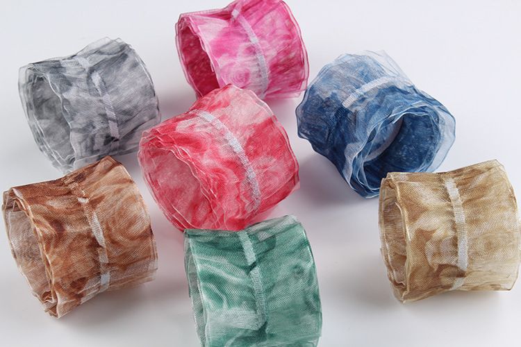 South Korea's Hot Single Crepe Printed Snow Gauze Ribbon Diy Handmade Hair Ornaments Bow Ribbon Double Crepe Edge Yarn Ribbon