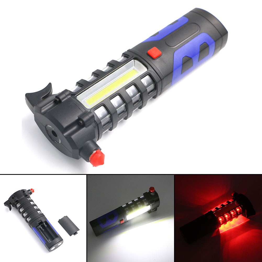 New Led Lighting Flashlight With Safety Hammer Emergency Defense Tool Light Warning Light Strong Magnetic Cob Maintenance Work Light details Picture