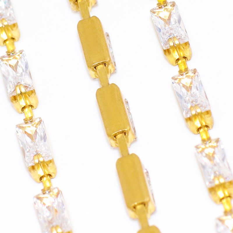 Yili claw chain: Shop around for vertical row vertical sparse zircon claw chain, 2*4/3*7mm rectangular zircon chain manufacturer wholesale details Picture
