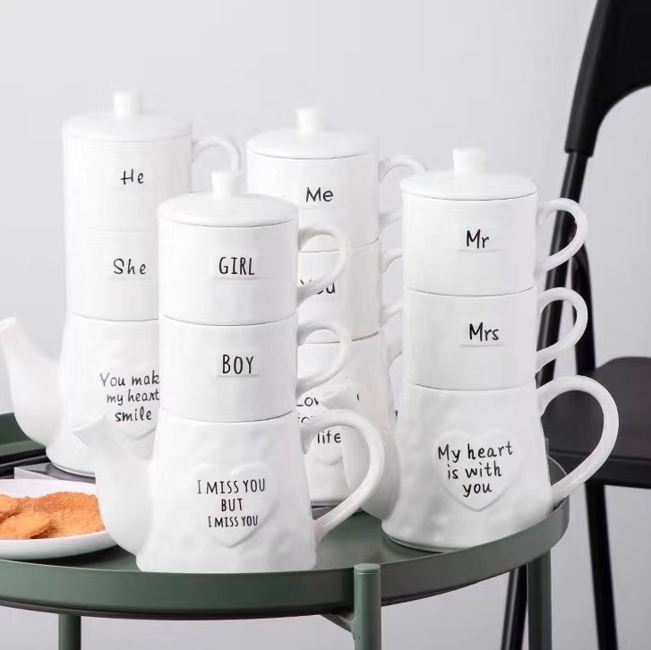Kunkun Ceramics One Pot and Two Cups Ceramic Afternoon Tea Set, Home Nordic Tea Set TFT048