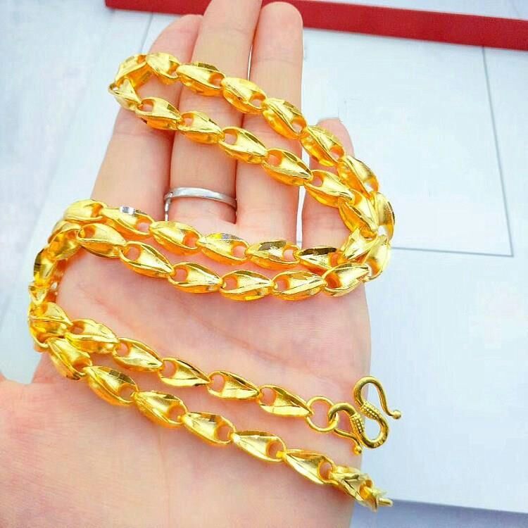 European gold matte sunflower seed necklace, brass gold-plated sunflower seed necklace, men's and women's accessories Item Picture