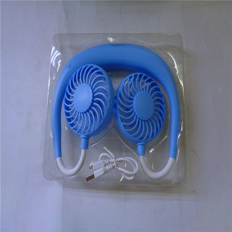 Mini lazy person portable small USB fan, dormitory student bed neck-hanging electric fan, ground promotion supply, factory direct sales Item Picture