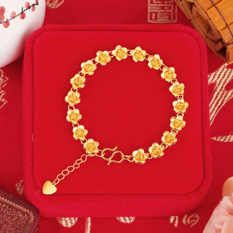 Gold imitation bracelet for women's wedding jewelry, golden color. It's perfect for your girlfriend, best friend, mother or mother-in-law details Picture