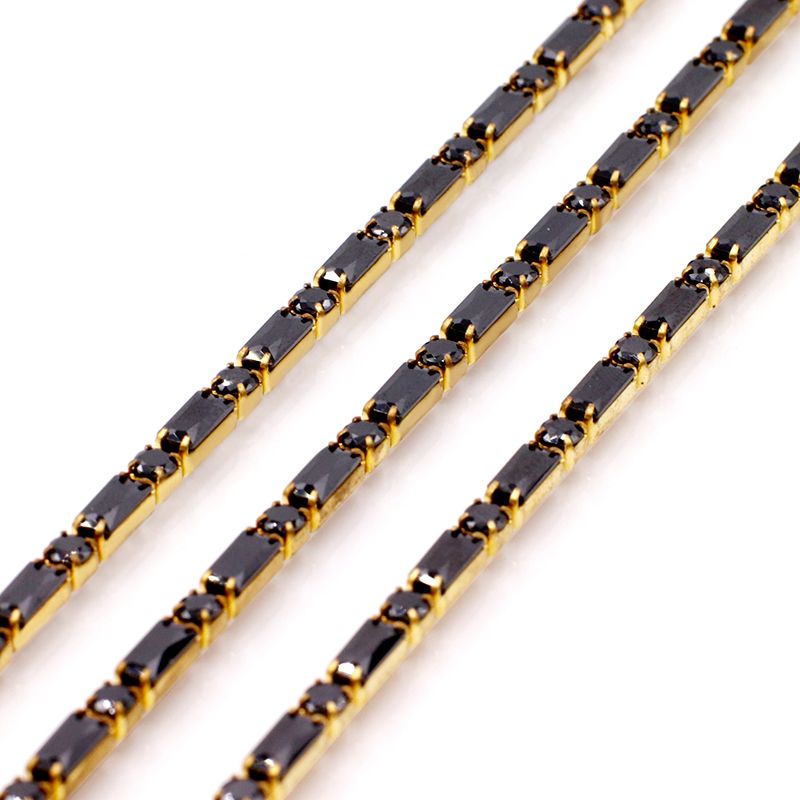 【 Rectangular & Round 】 Rectangular meta-shaped zircon claw chain, copper studded with diamonds, handcrafted chain, nail art, clothing and jewelry in stock 6 Item Picture