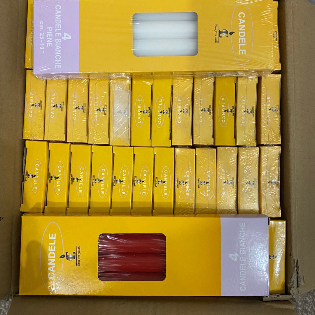 4 candles with white red poles, wedding candles, Christmas candles, party candles, banquet candles