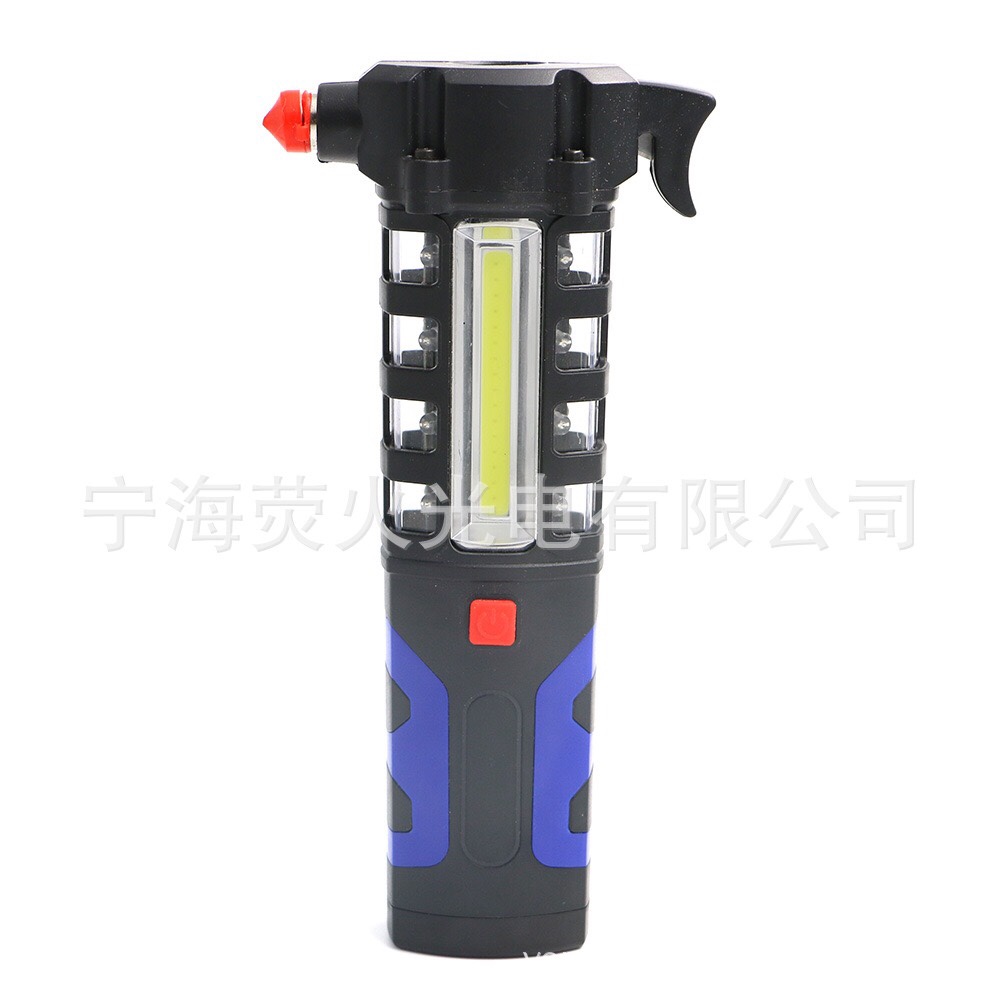 New Led Lighting Flashlight With Safety Hammer Emergency Defense Tool Light Warning Light Strong Magnetic Cob Maintenance Work Light Specification drawing