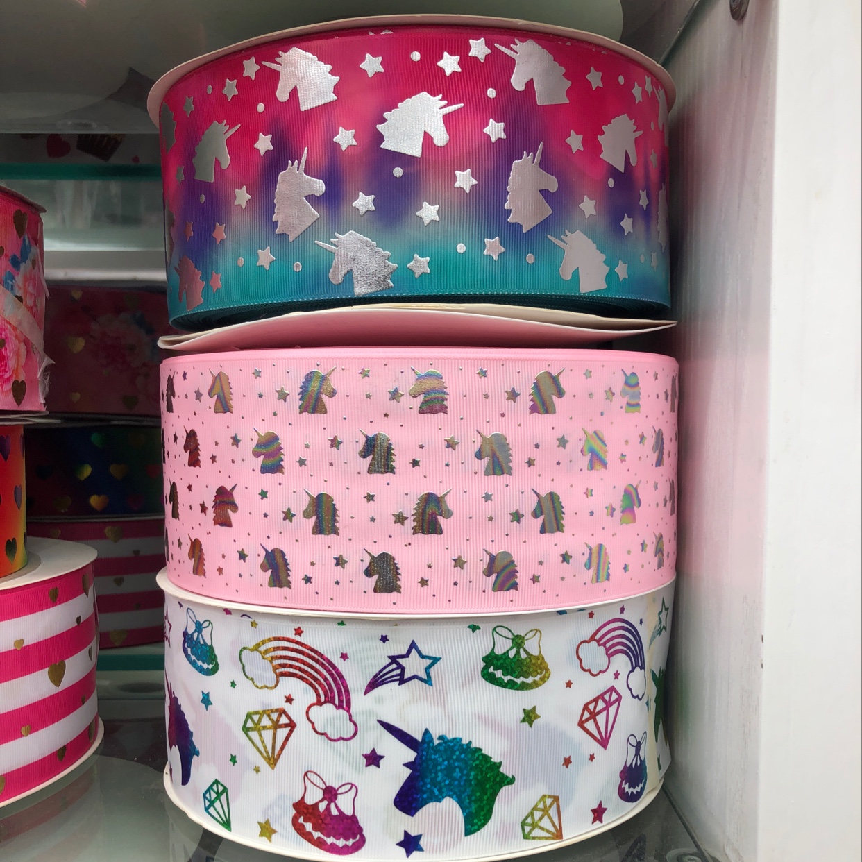 7.5cm烫银独角兽礼盒包装蝴蝶结。可定制！