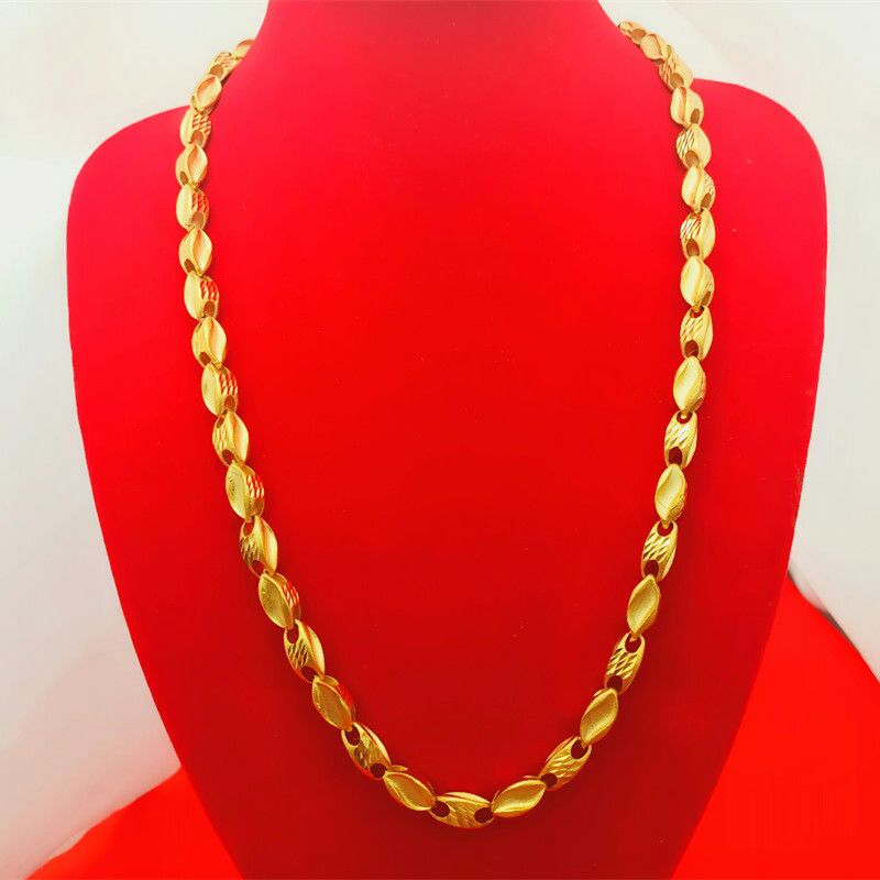 Gold-plated necklace for men, Vietnamese sand gold with a rough matte finish and bamboo joint ingot. It is powerful, luxurious and does not fade for a long time Application Scenario
