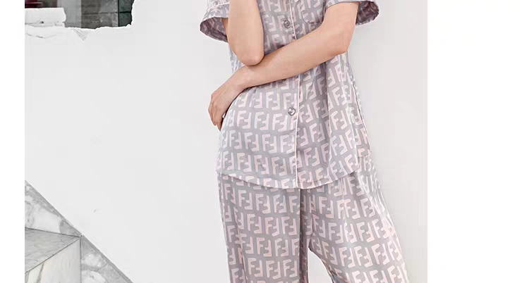 丝绸睡衣女网红性感夏季冰丝仿真丝短袖家居服套装