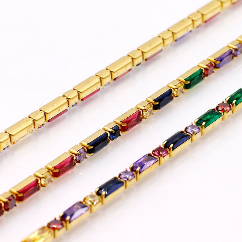 Compare three manufacturers of fancy zircon claw chain with 4*8+4mm vertical zircon chain wholesale