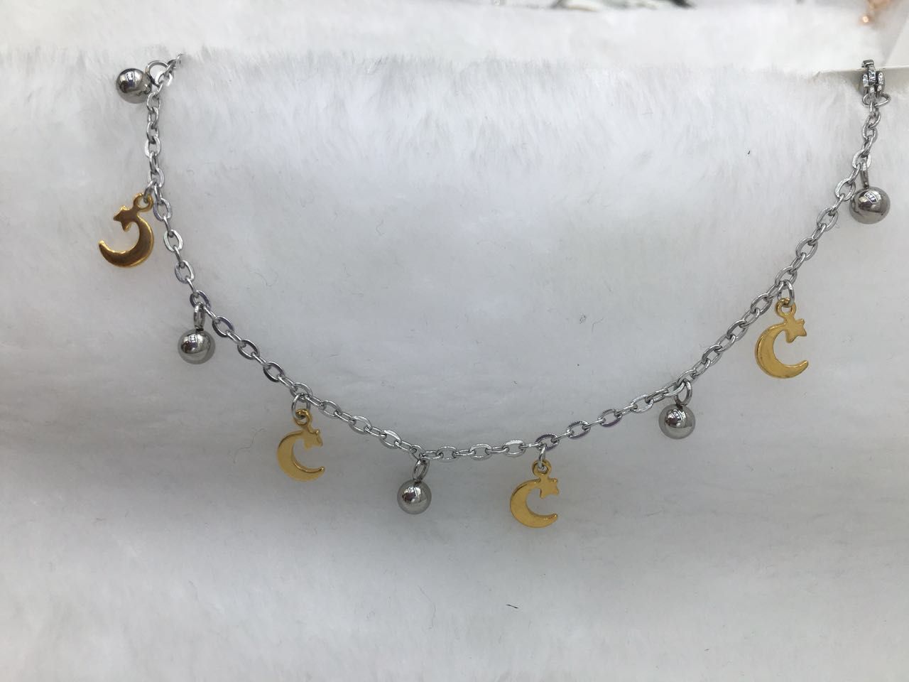 月亮型不绣钢脚链产品图