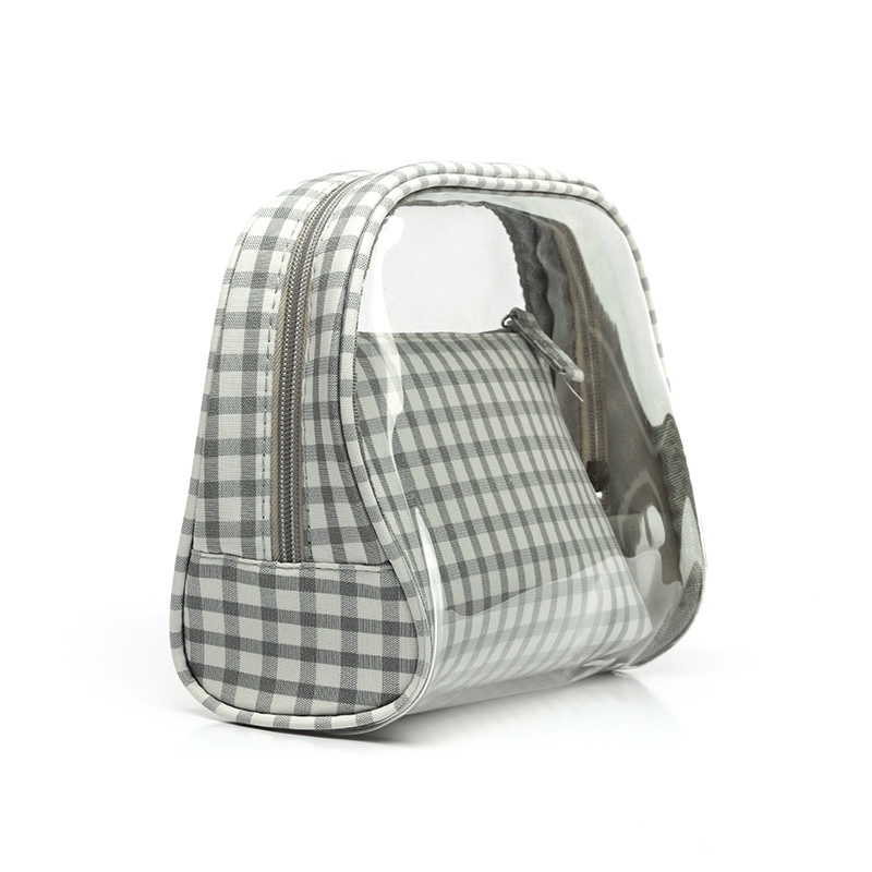 Nuevo estilo bolsa de maquillaje de PVC conjunto de dos piezas pequeña tartan lona clutch bolsa de maquillaje de mujer bolsa de maquillaje bolsa de tocador Application Scenario