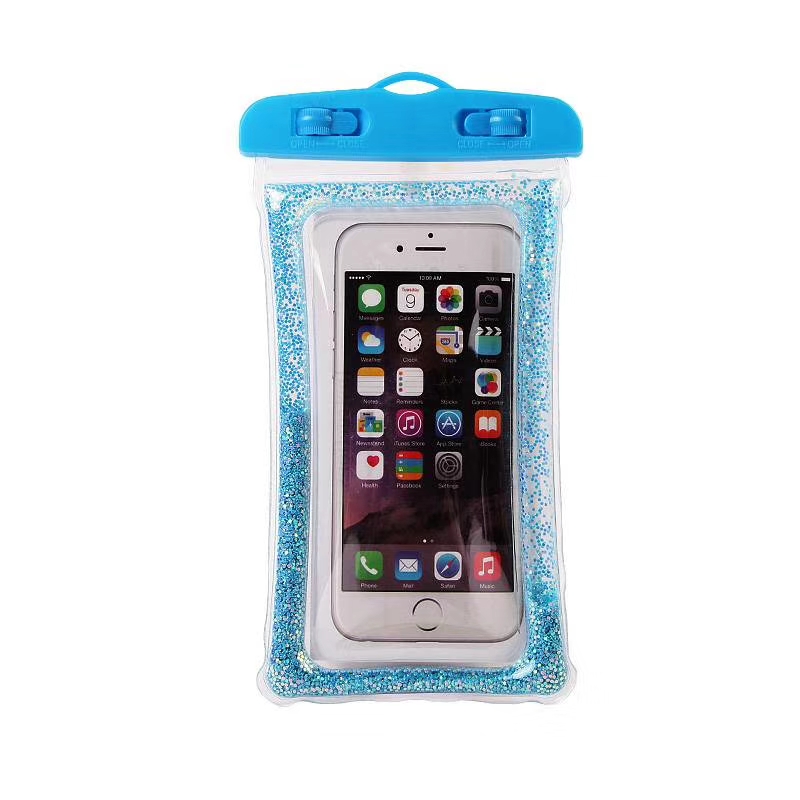 Glitter powder and flowing sand PVC material waterproof bag for mobile phones, waterproof tools for mobile phones undefined