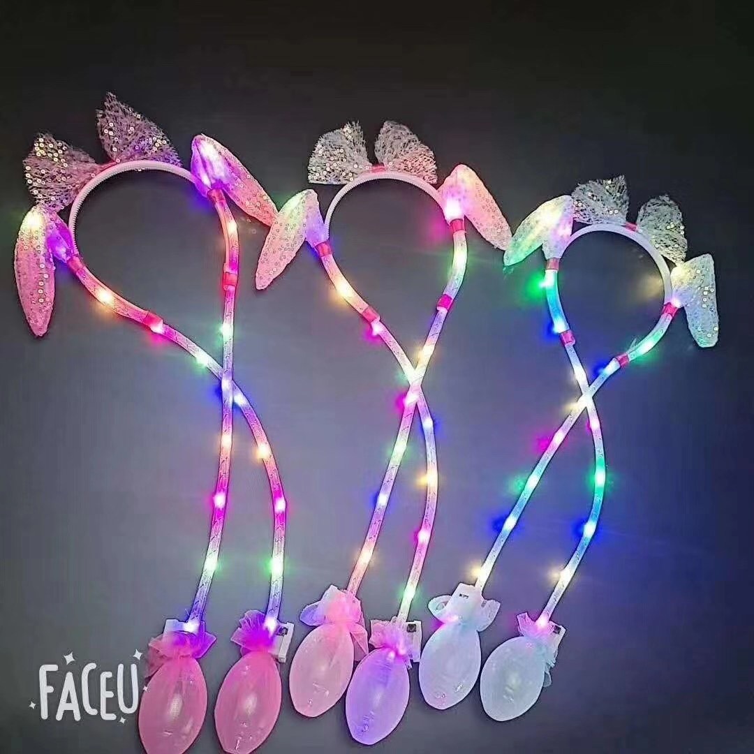 新款带灯蕾丝春款头扣耳朵捏动