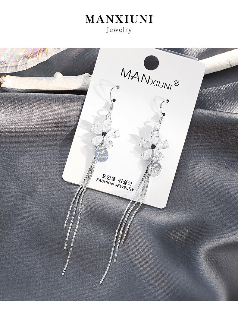 S925银针长款气质流苏时尚韩版大脸显瘦耳饰简约女耳环厂家直销详情图1