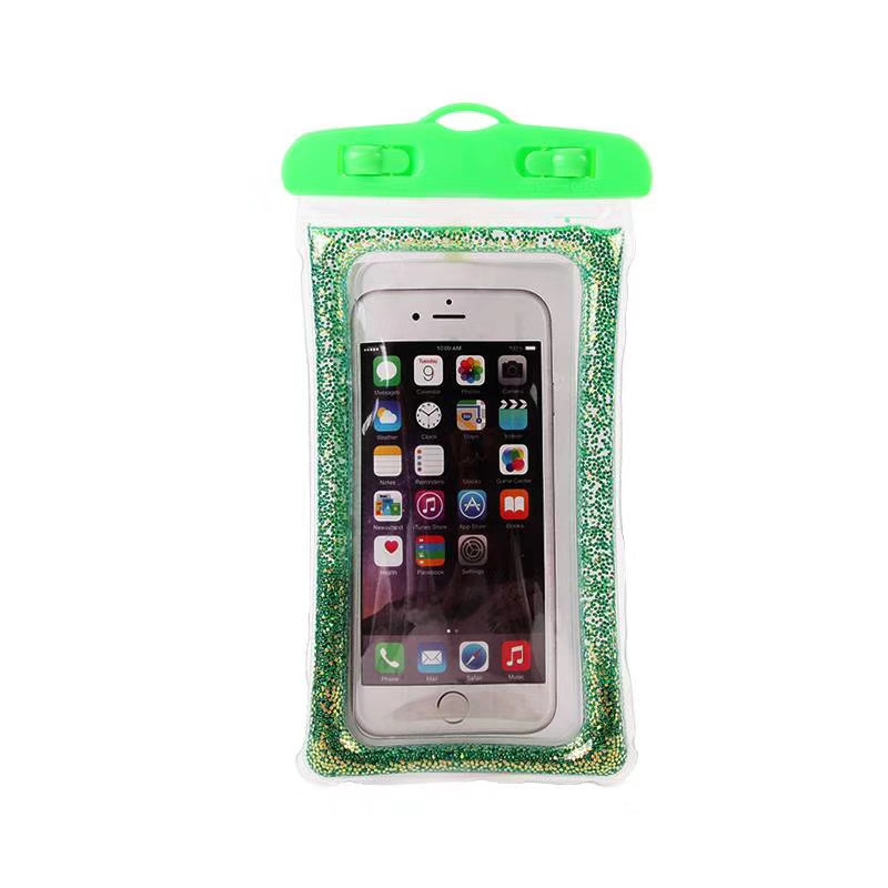 Glitter powder and flowing sand PVC material waterproof bag for mobile phones, waterproof tools for mobile phones details Picture