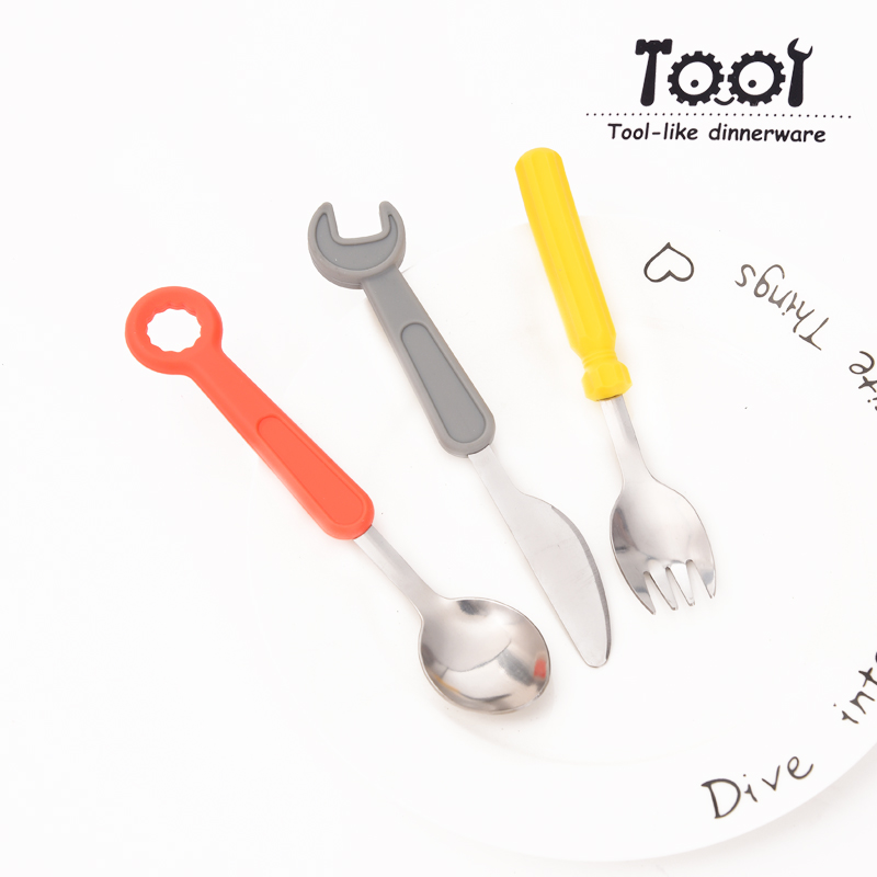 工具刀叉勺三件套 扳手螺丝刀造型餐具 创意工具造型餐具详情图5