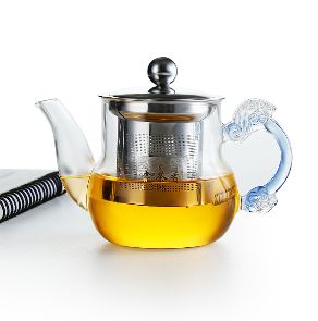 批发纯手工制作高硼硅耐热玻璃壶不锈钢隔漏茶壶茶具