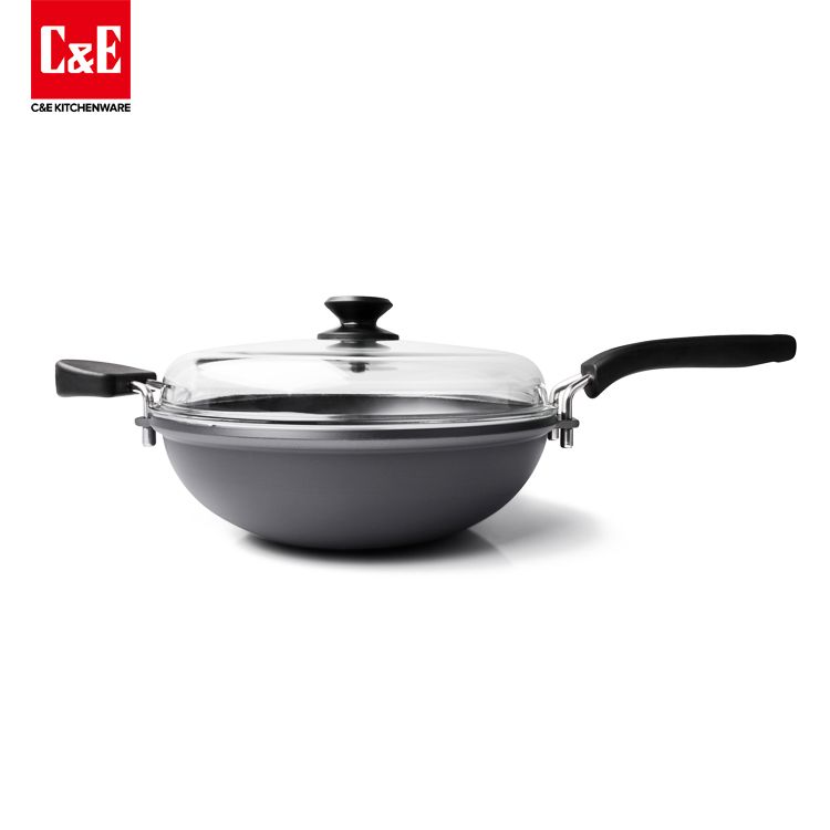 Yiwu Selection C&E creative Kitchen utensils and Appliances non-stick wok Titanium alloy series 30cm household non-stick wok thumbnail