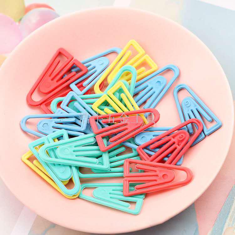塑料回形针回形片箭头回形针彩色创意回形针书签DIY双泡包装白底实物图