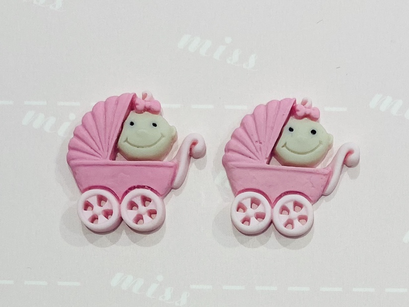 Cute baby series - cute pink baby stroller -DIY resin patch cute shoe flower, mobile phone shell accessories, buttons, hats, clothing accessories, stationery patch, hair accessories, earrings, necklaces, bracelets, rings and other accessories