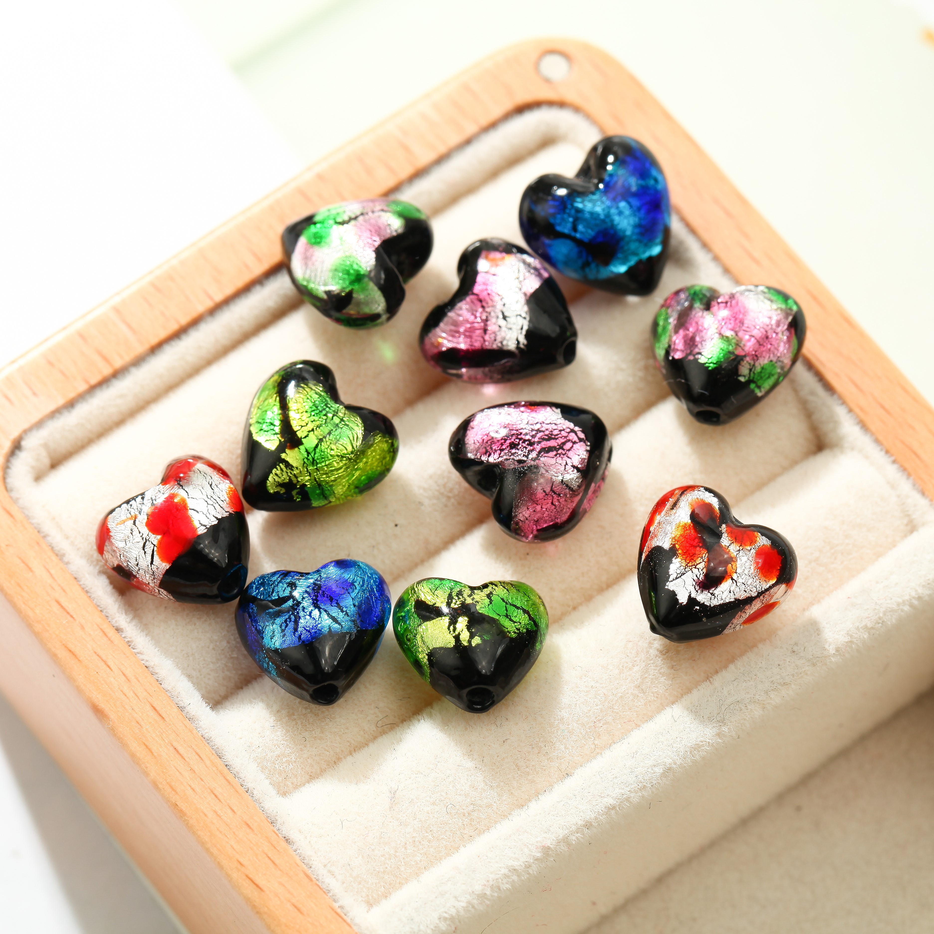 Lámina de color de corazón ojal 10/12MM corazón de melocotón estilo japonés puntos de color ojal perlas soltadas DIY accesorios detail image 2